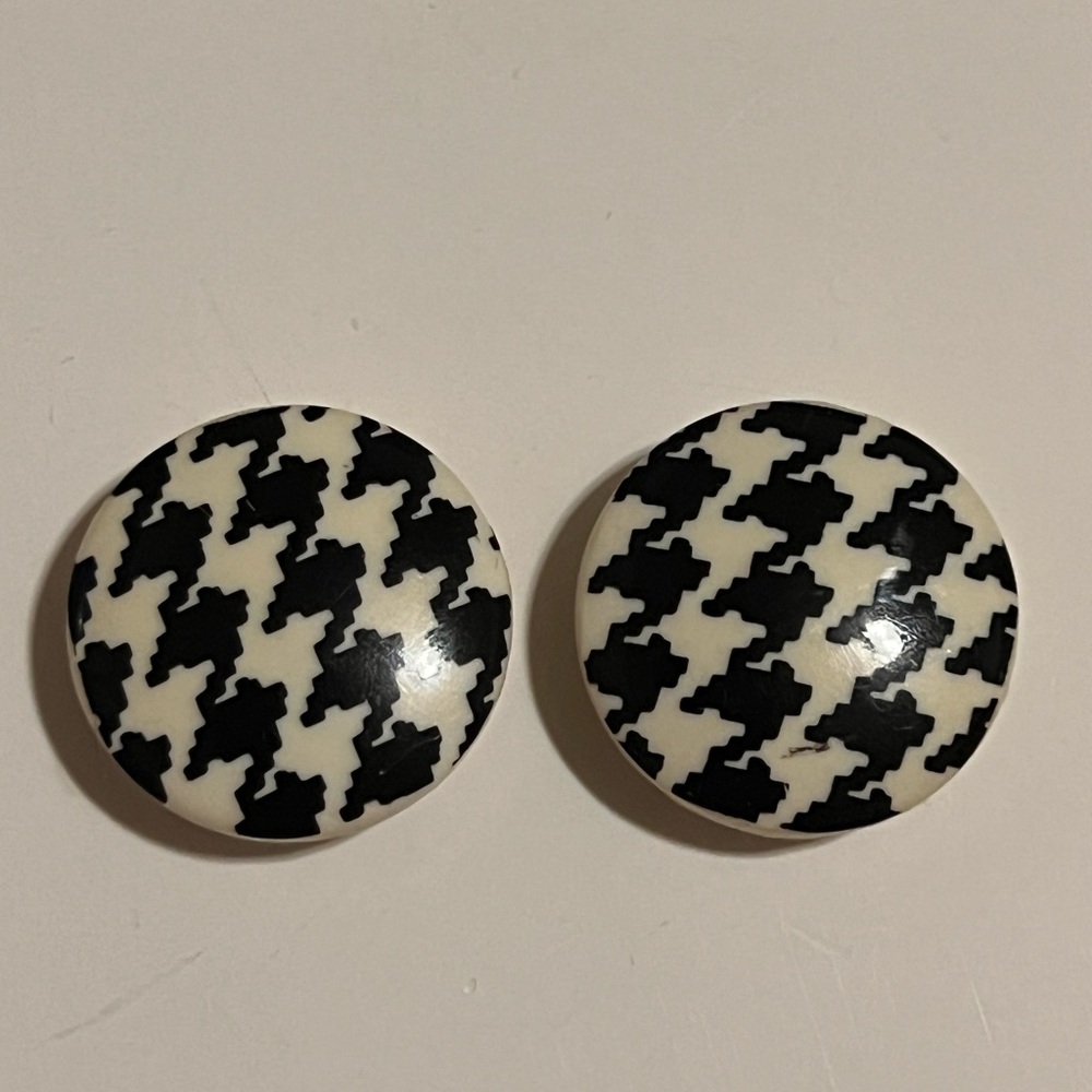 Button cover houndstooth print circle - Picture 1 of 2